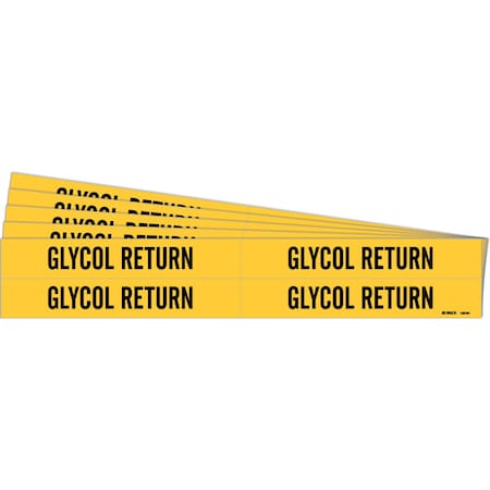 Brady GLYCOL RETURN Pipe Marker Style 4 Polyester Black on Yellow 4 per Card, 5 PK 105761-PK